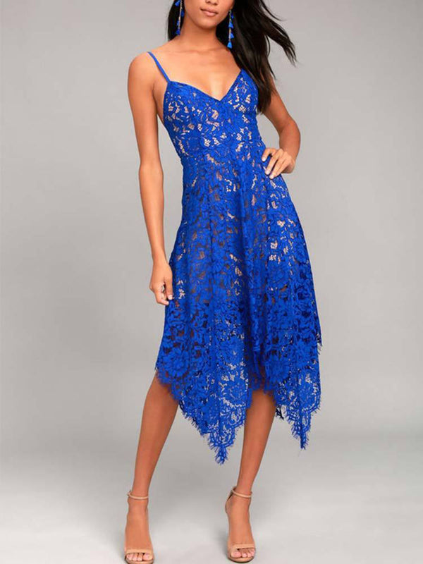 One Wish Lace Midi Dress Blue