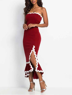 Women's Off Shoulder Bodycon Slit Maxi Dress