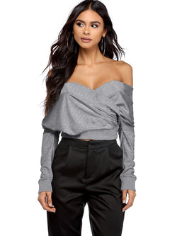 Half Sleeve Plain Sexy Off Shoulder Top - Landing Closet