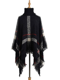 High Collar Tassel Cloak Loose Free Size Sweater