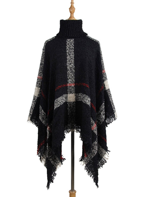 High Collar Tassel Cloak Loose Free Size Sweater