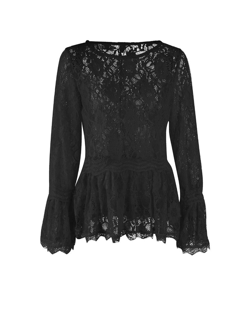 Lace Long Sleeves Round Neck Top