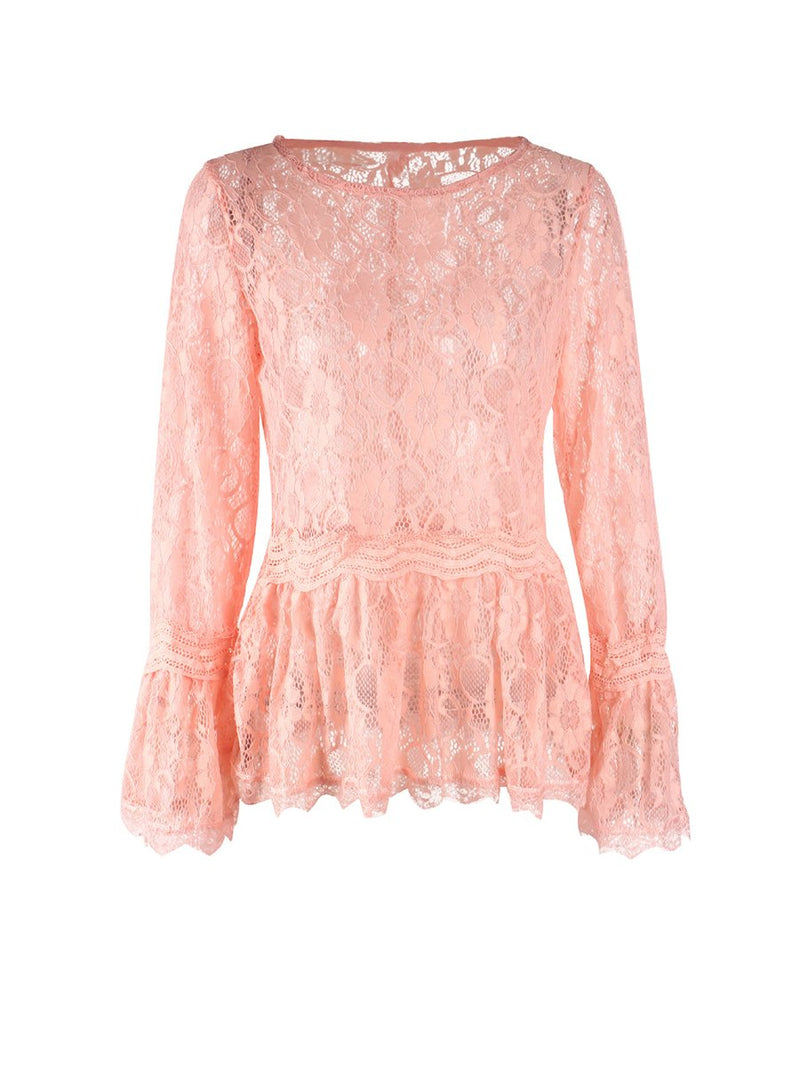 Lace Long Sleeves Round Neck Top