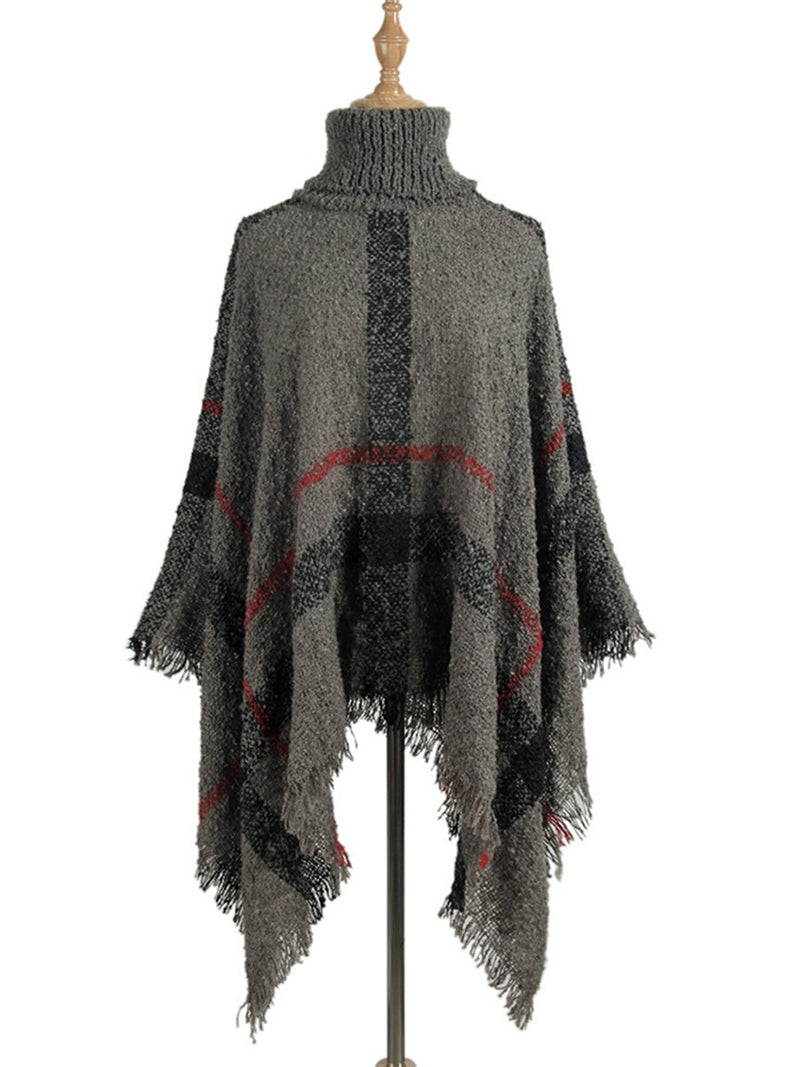 High Collar Tassel Cloak Loose Free Size Sweater