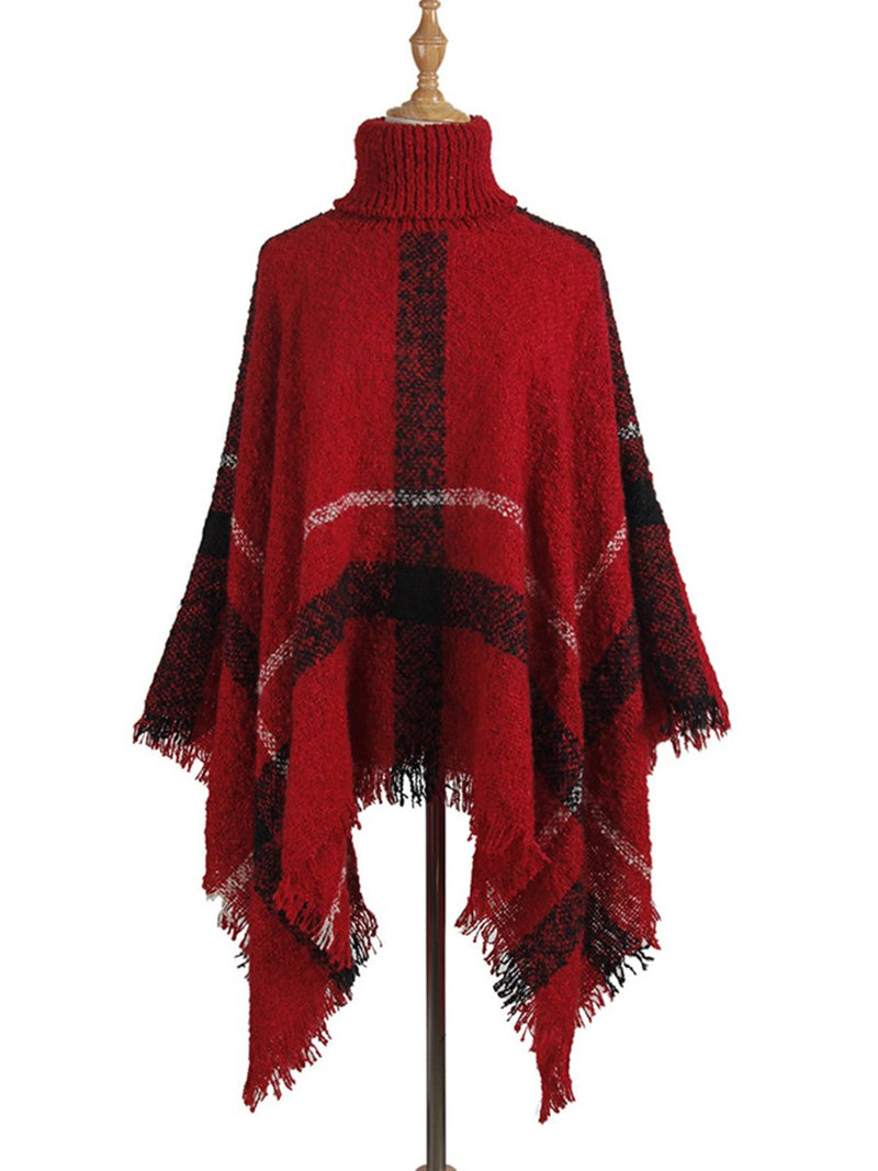 High Collar Tassel Cloak Loose Free Size Sweater