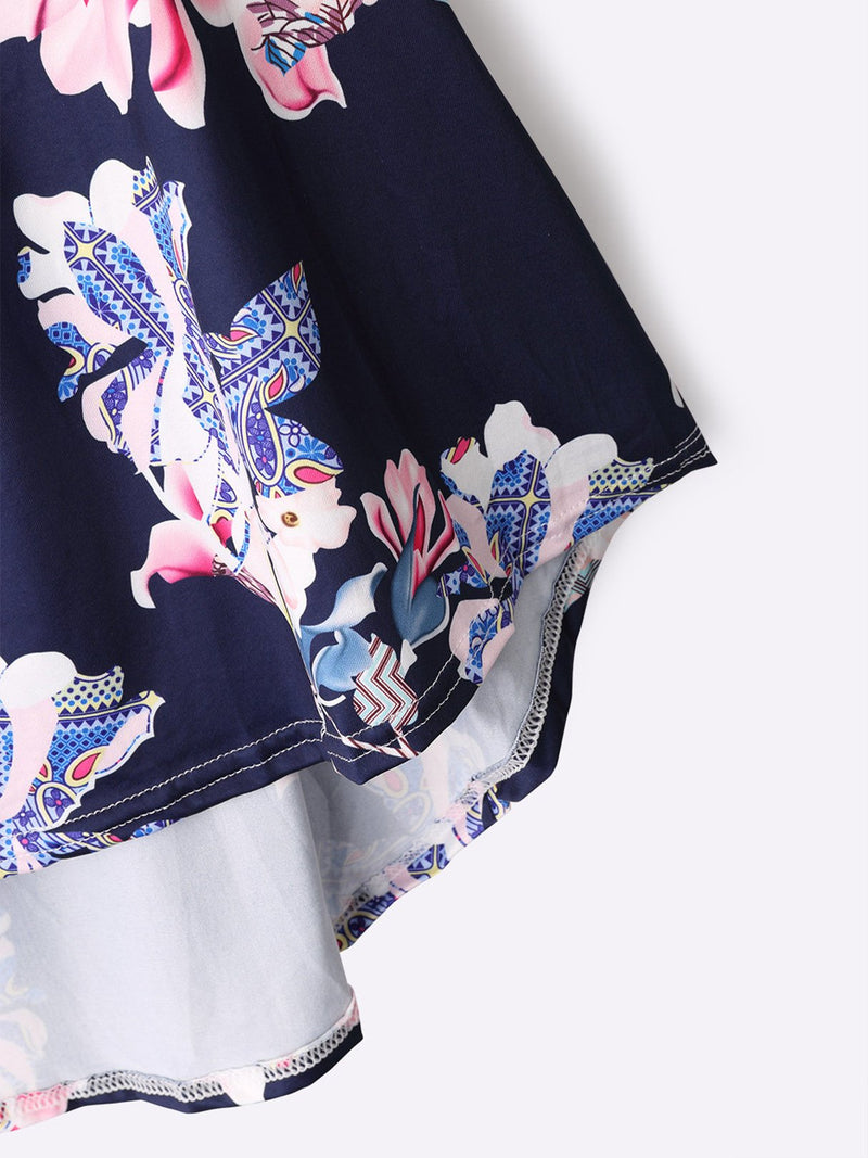 Floral Off Shoulder Blouse Irregular Hem - Landing Closet