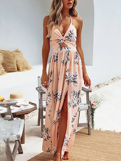 Strap V-neck Floral Maxi Dress