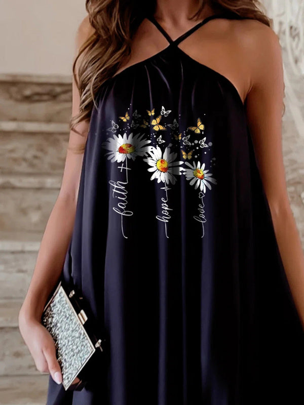 Women's Dresses Print Halter Off Shoulder Sleeveless Dress