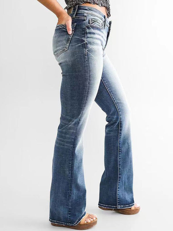 Women's Jeans Pocket Slim Fit Micro-Flare Jeans