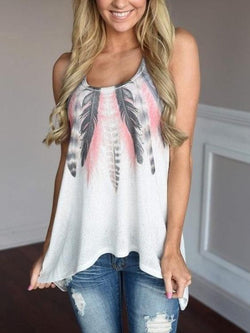 White Scoop Neck Floral Cami Top