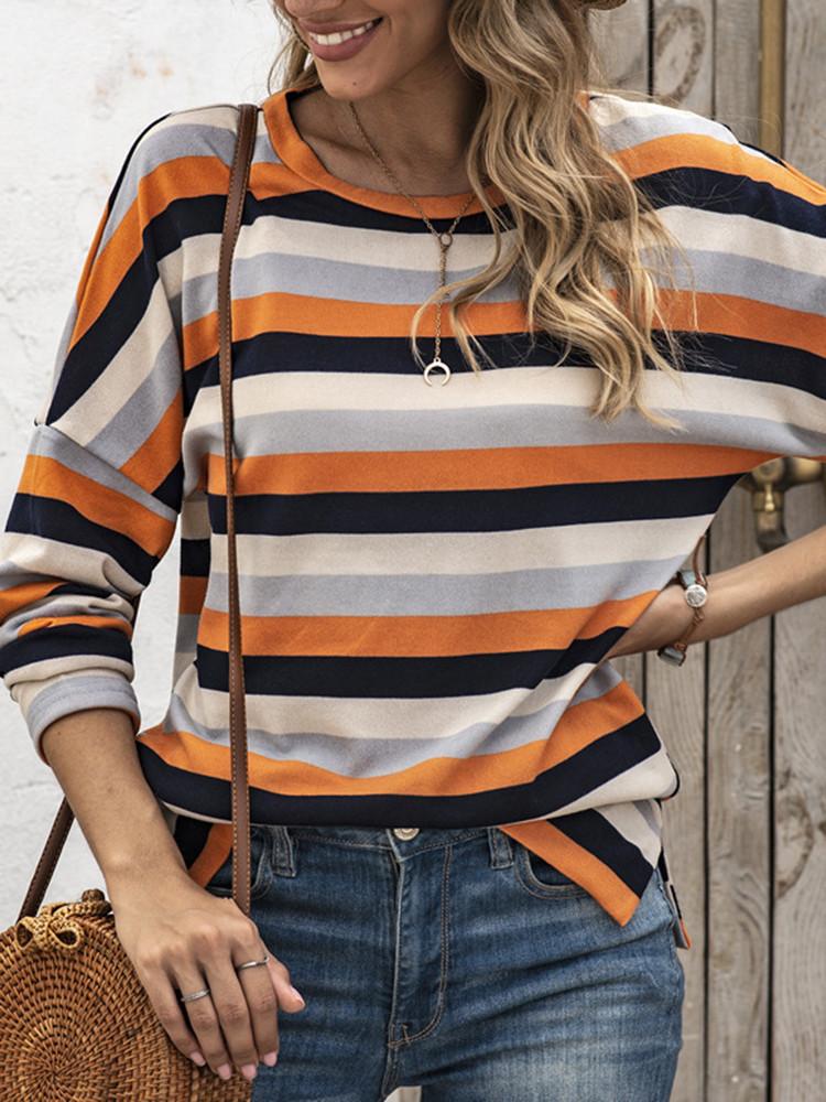 Striped Long Sleeve Casual T-shirt