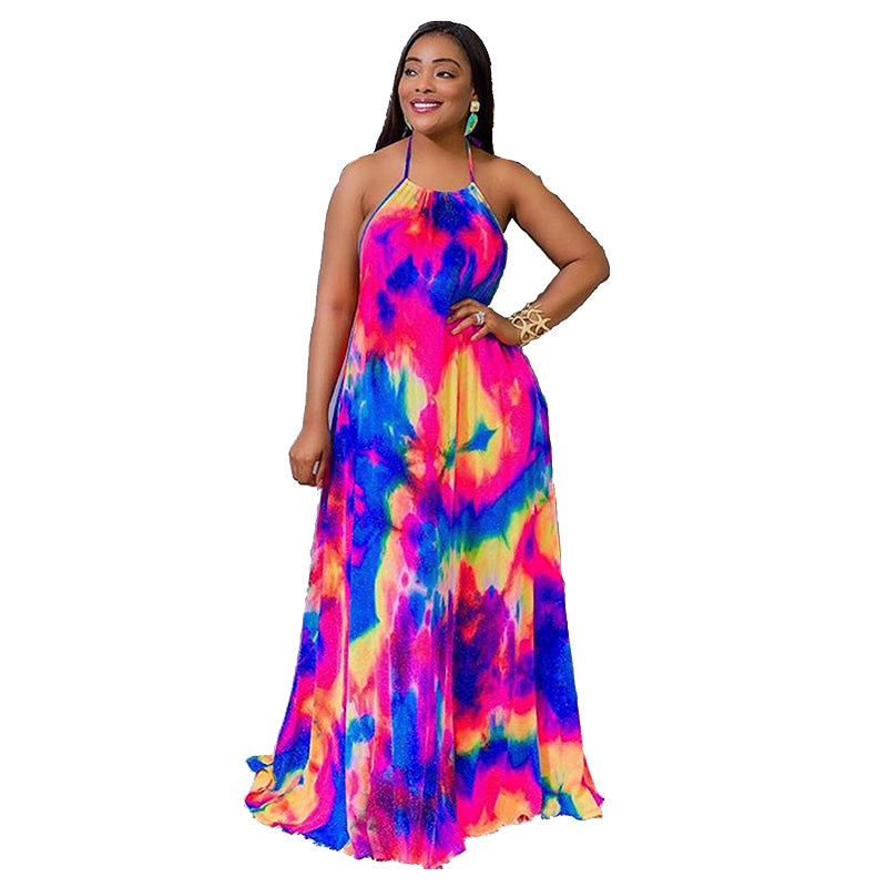 Tie Dye Spaghetti Strap Long Dress