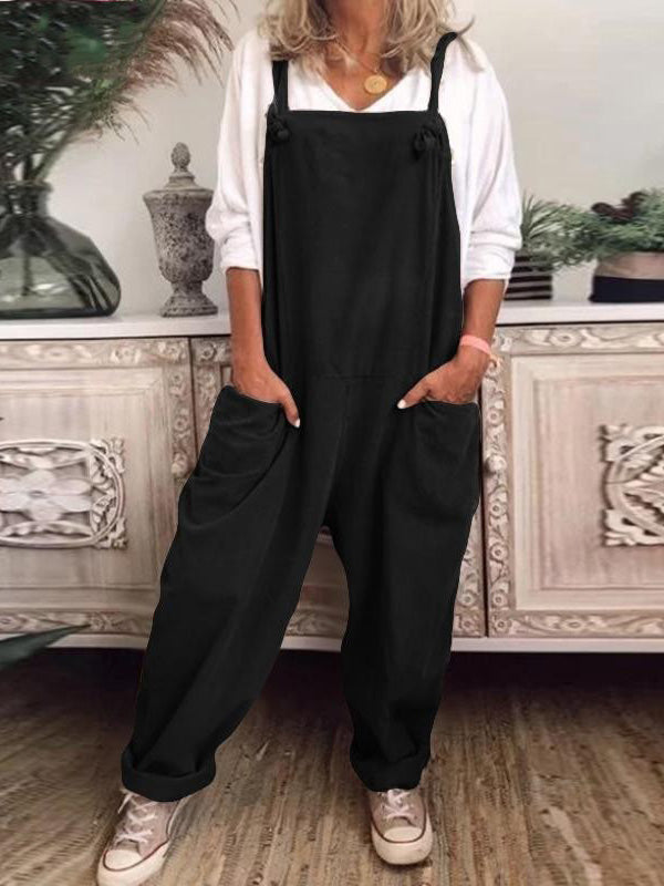 Women's Jumpsuits Casual Solid Pocket Bib Jumpsuit