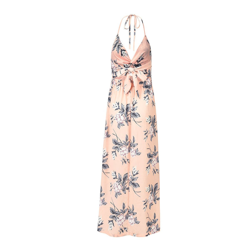 Strap V-neck Floral Maxi Dress