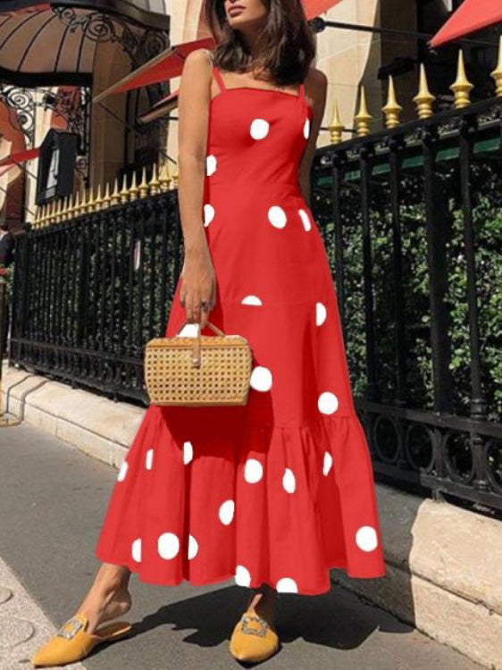 Women's Dresses Sling Polka Dot Print Sleeveless Dress