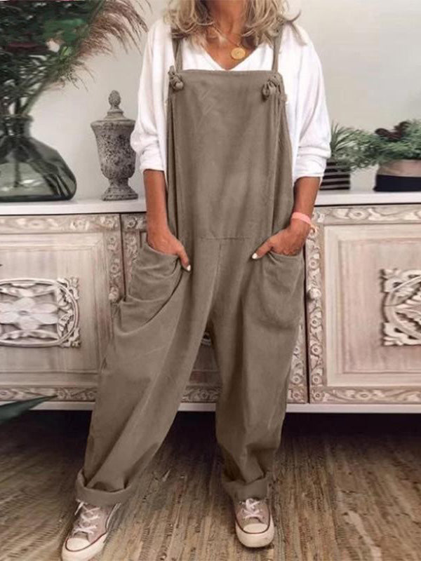 Women's Jumpsuits Casual Solid Pocket Bib Jumpsuit