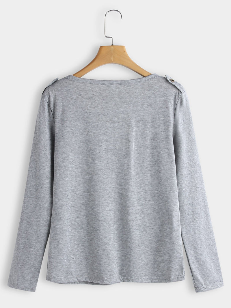 7/25 Long Sleeves V-neck Casual T-shirt - Landing Closet