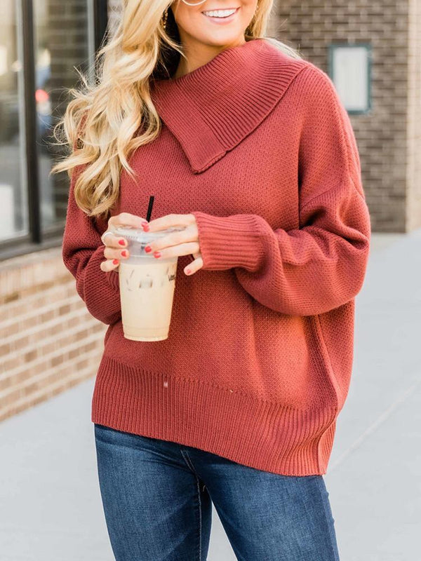 SHOULDER BUTTON SIDE LAPEL SWEATER