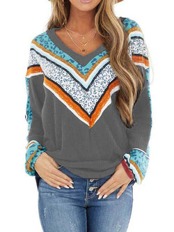 V-neck Chevron Detail Long Sleeve T-shirt