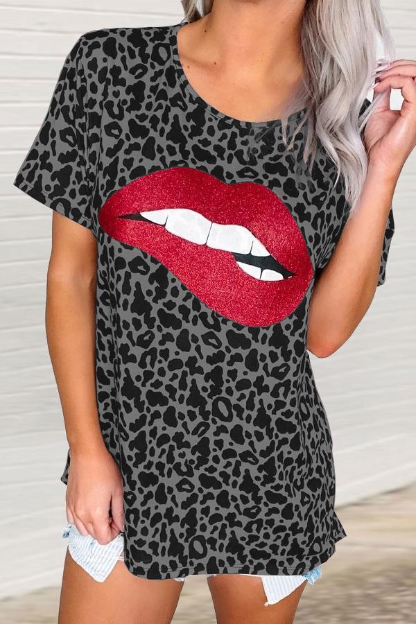 Animal Print Lips Graphic Tee