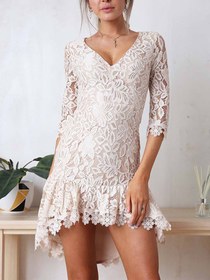 Women's Lace V-neck Mini Dress