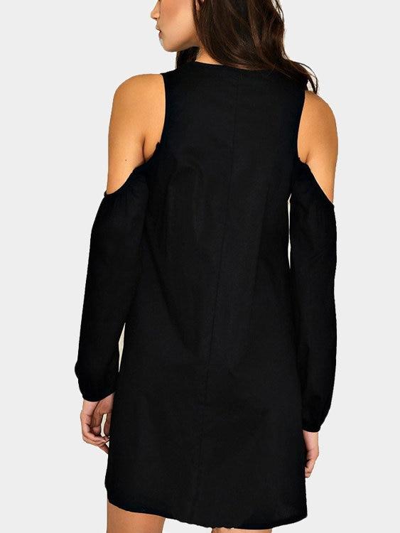 V-neck Cold Shoulder Long Sleeves Dress