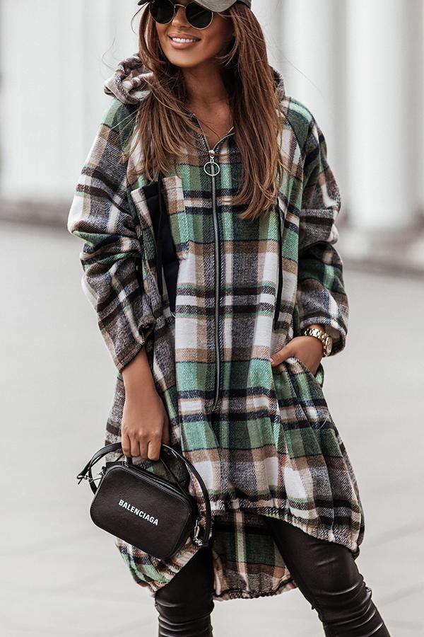 Trend Forecast Plaid Hooded Coat