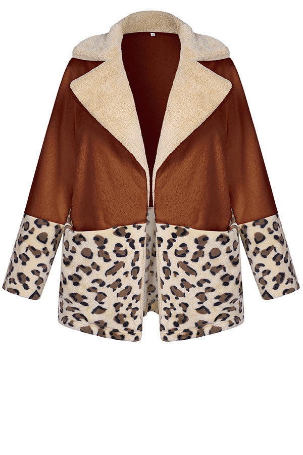 Winter Wonderland Pocket Leopard Plush Coat