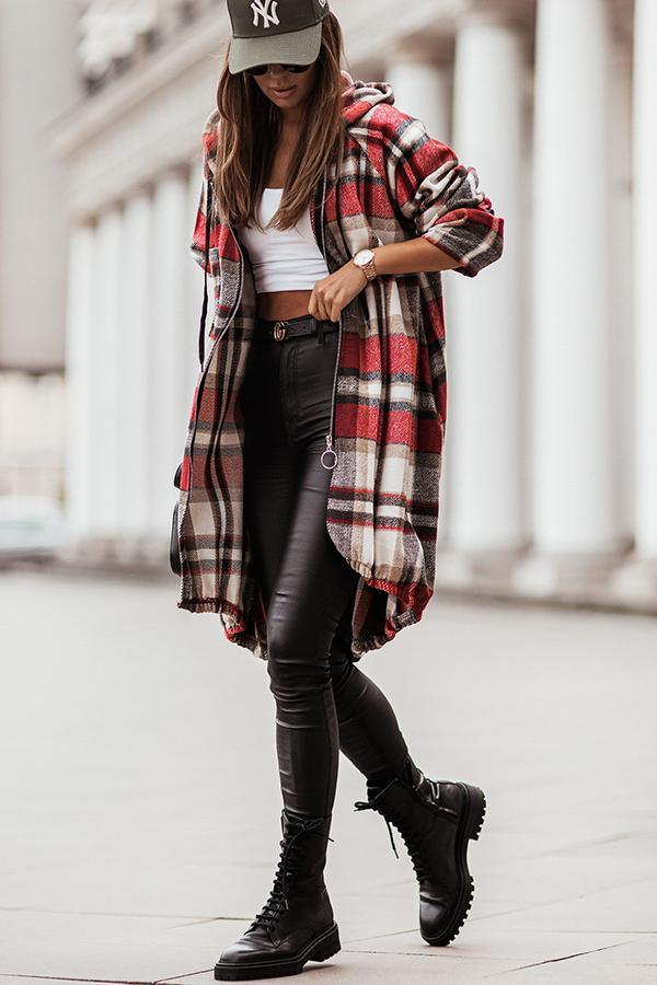 Trend Forecast Plaid Hooded Coat