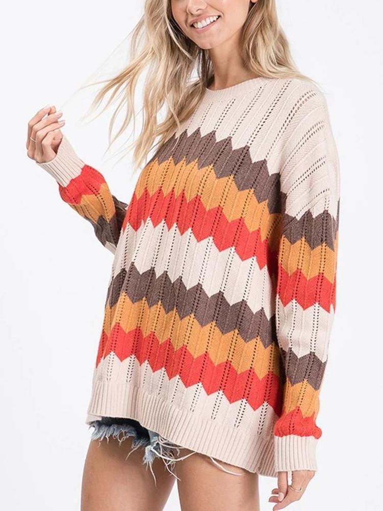 翻译0914 Zigzag Stripe Hit Color Sweater