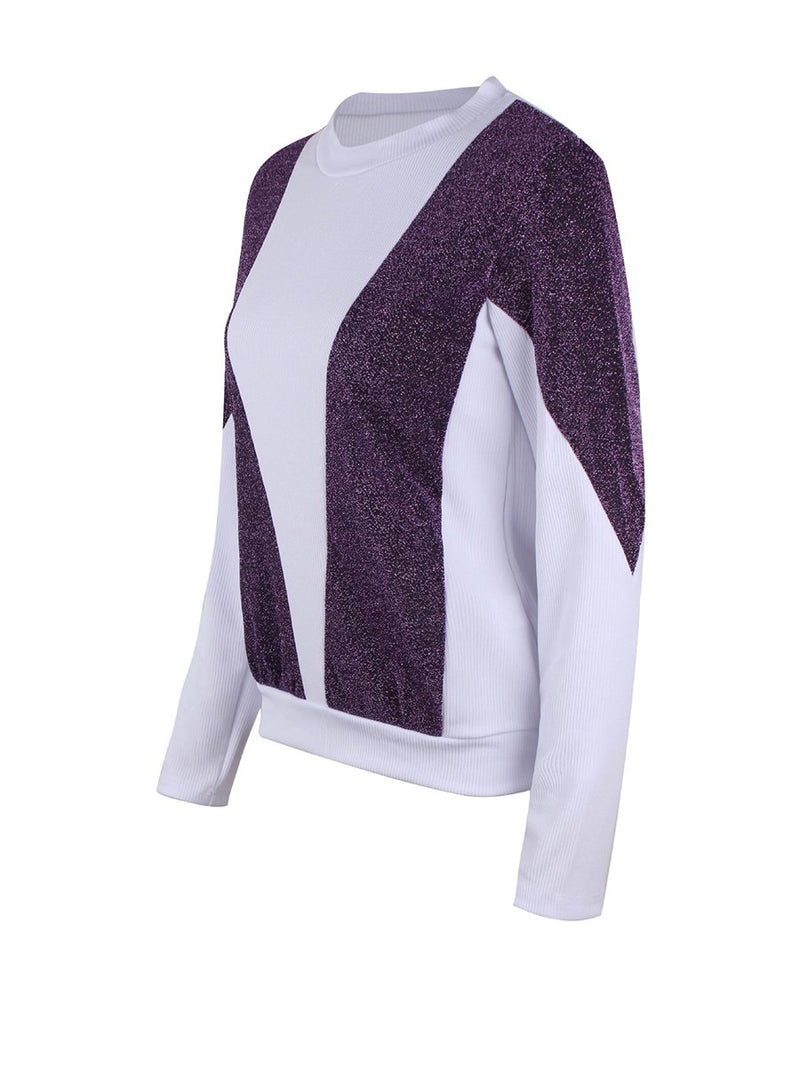 Long Sleeves Round Neck Stitching Top