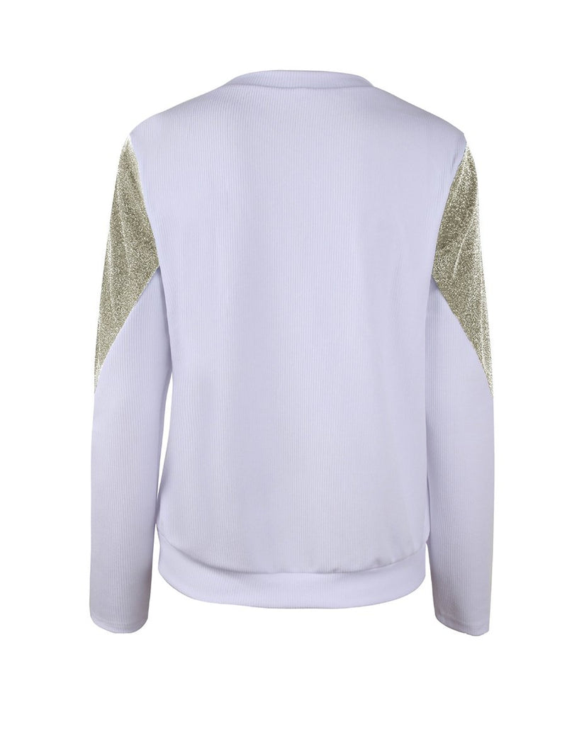 Long Sleeves Round Neck Stitching Top