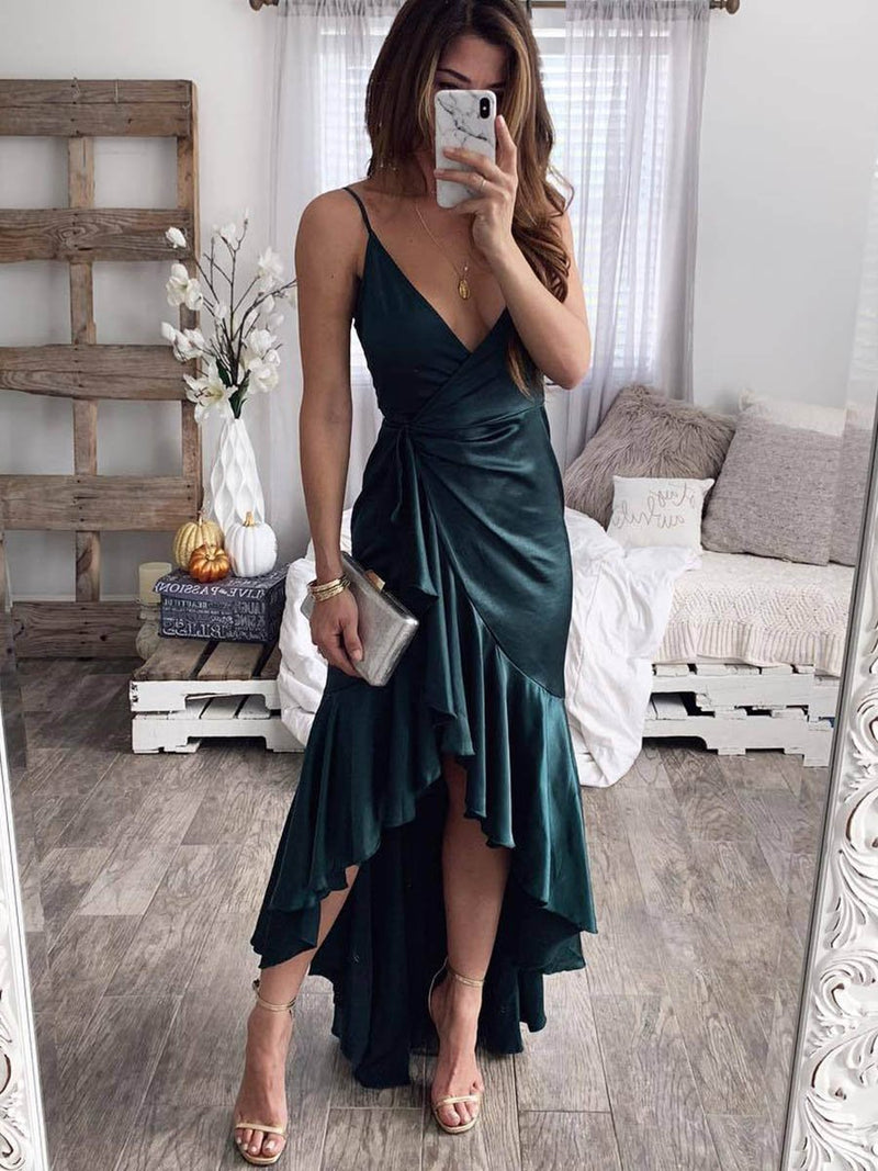 Party Sexy Halter V-neck Irregular Hem Maxi Dress