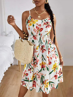 Women's Dresses Printed Sling Elastic Waist Sleeveless Dress