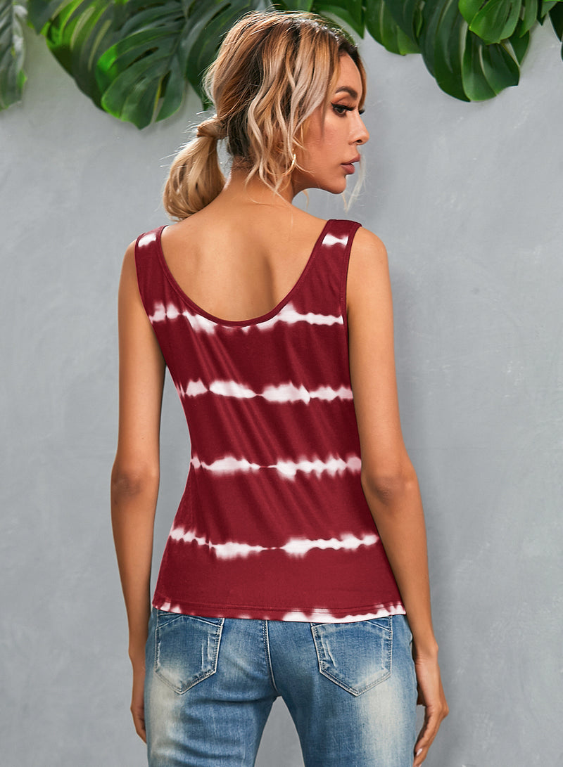 Sleeveless Scoop Neck Tank Tops with Buttons