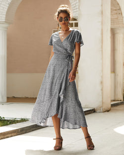 Wrap V Neck Beach Party Maxi Dress