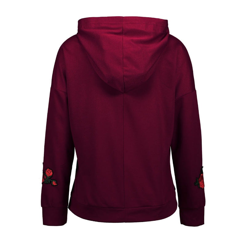 Athletic Hoodie Flower Embroidery Hoodie - Landing Closet