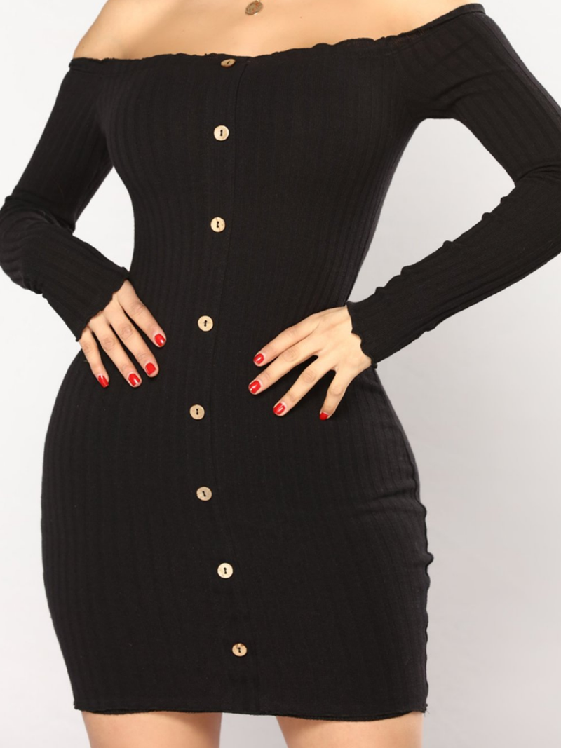 Long Sleeve Sexy Strapless Hip Dress