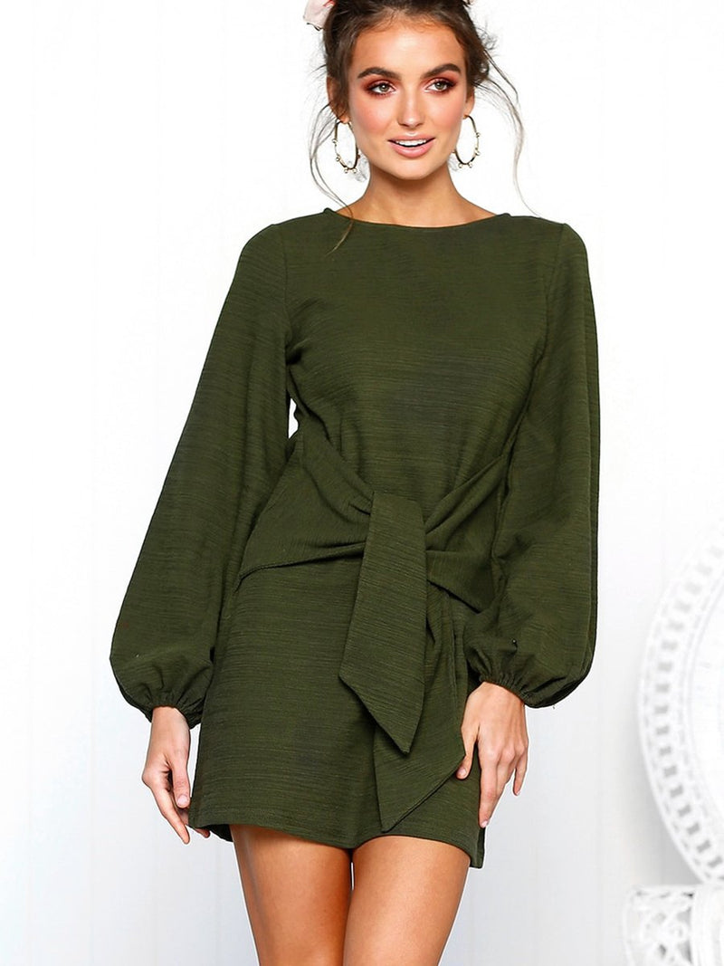 Casual Bodycon Long Sleeve Mini  Dress - Landing Closet