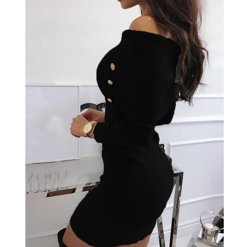 Off Shoulder Long Sleeve Bodycon Mini Dress