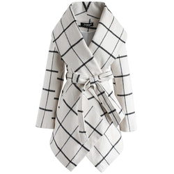 Women's Turn Down Shawl Collar Wool Blend Coat