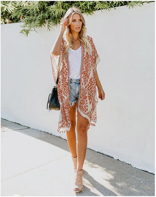 Fashion Kimono Tassel Beach Cover up