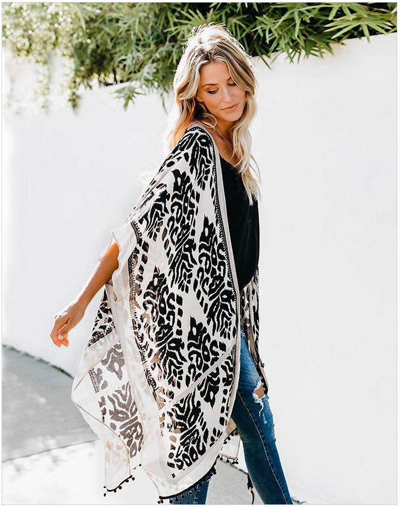 Fashion Kimono Tassel Beach Cover up