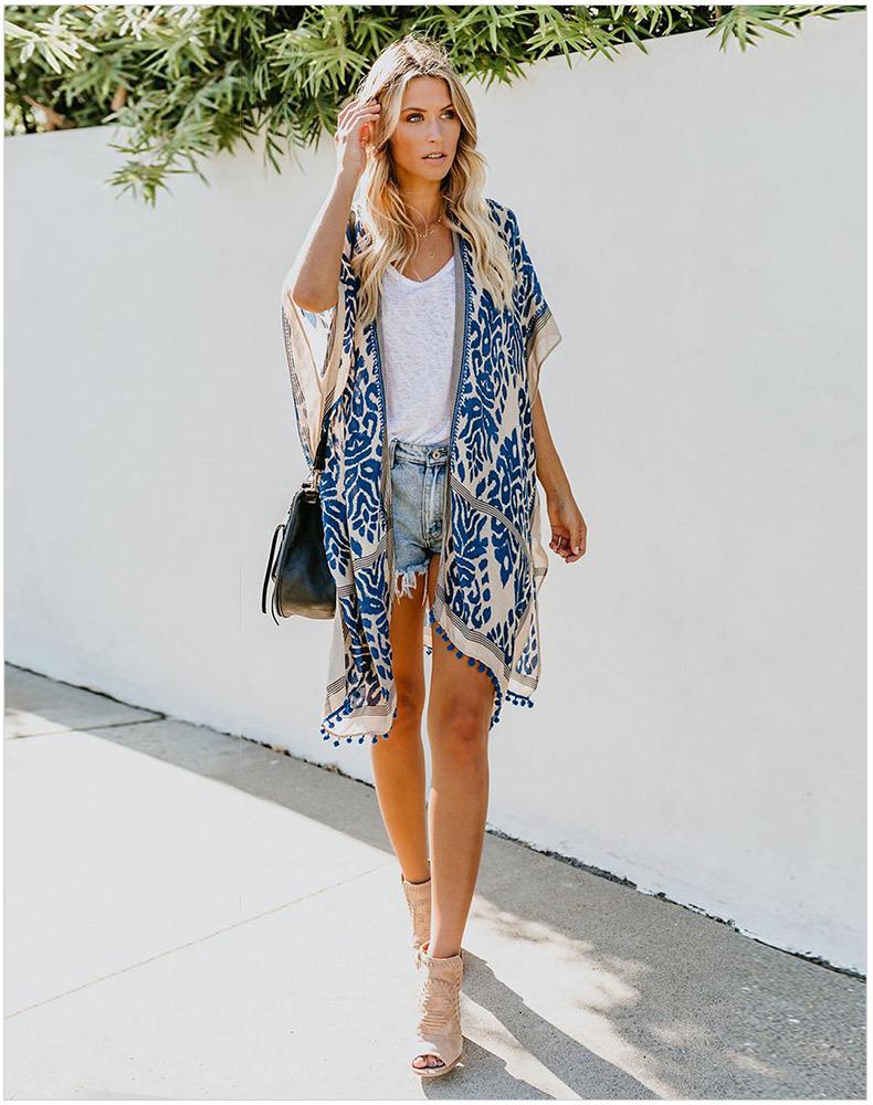 Fashion Kimono Tassel Beach Cover up