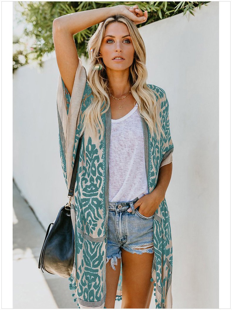 Fashion Kimono Tassel Beach Cover up