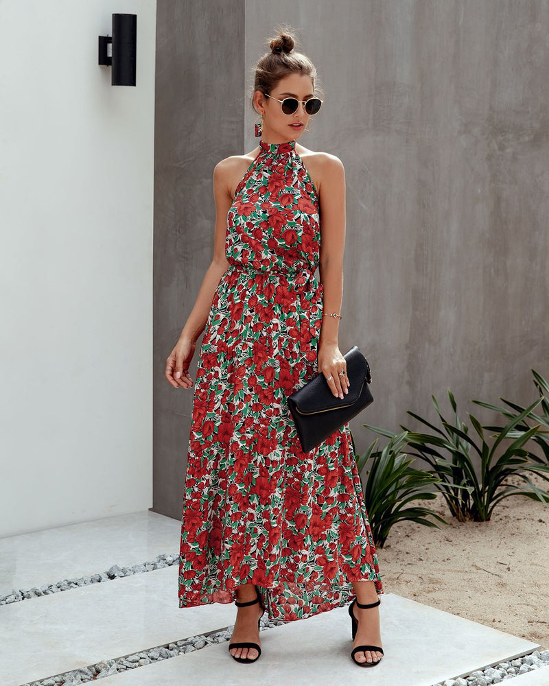 Halter Neck Backless Maxi Dress