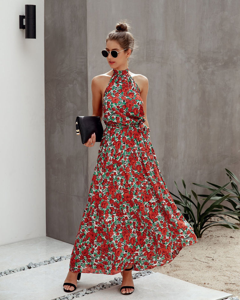 Halter Neck Backless Maxi Dress