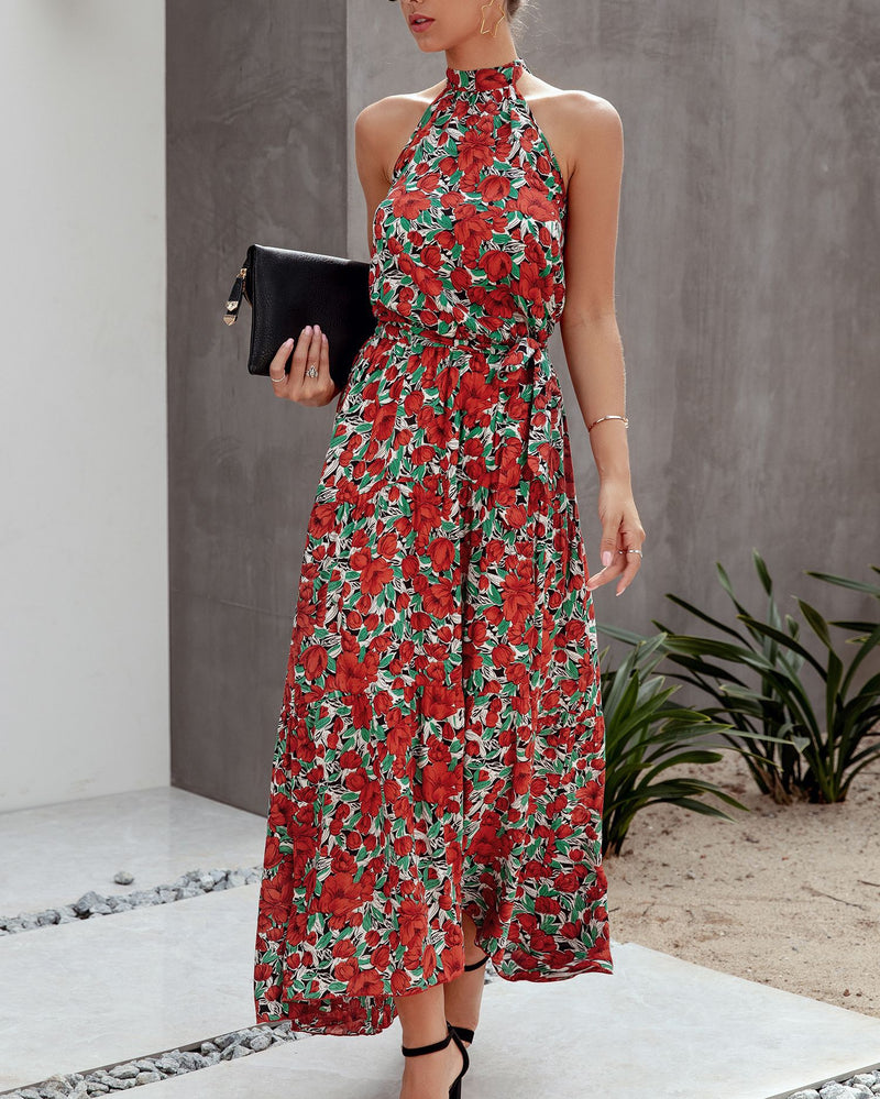 Halter Neck Backless Maxi Dress