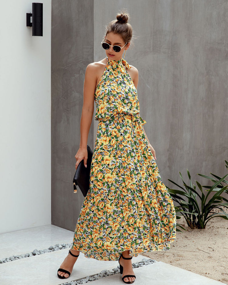 Halter Neck Backless Maxi Dress