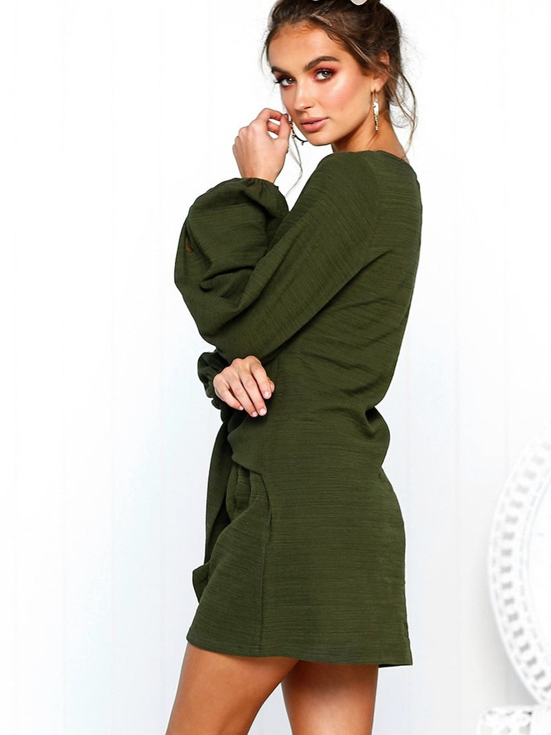 Casual Bodycon Long Sleeve Mini  Dress - Landing Closet